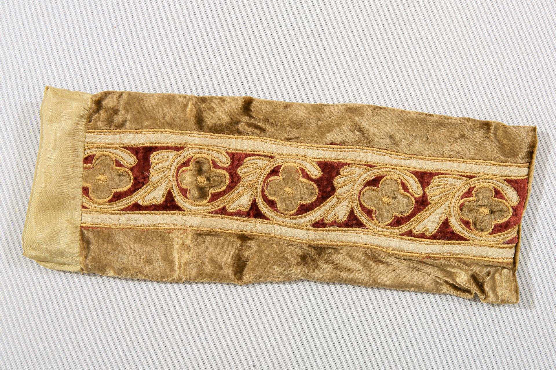 Gold Embroidered Velvet Stripe For Sale 6