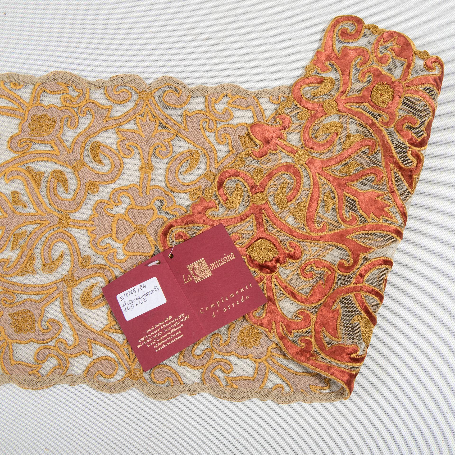 Other Gold Embroidered Velvet Stripe For Sale