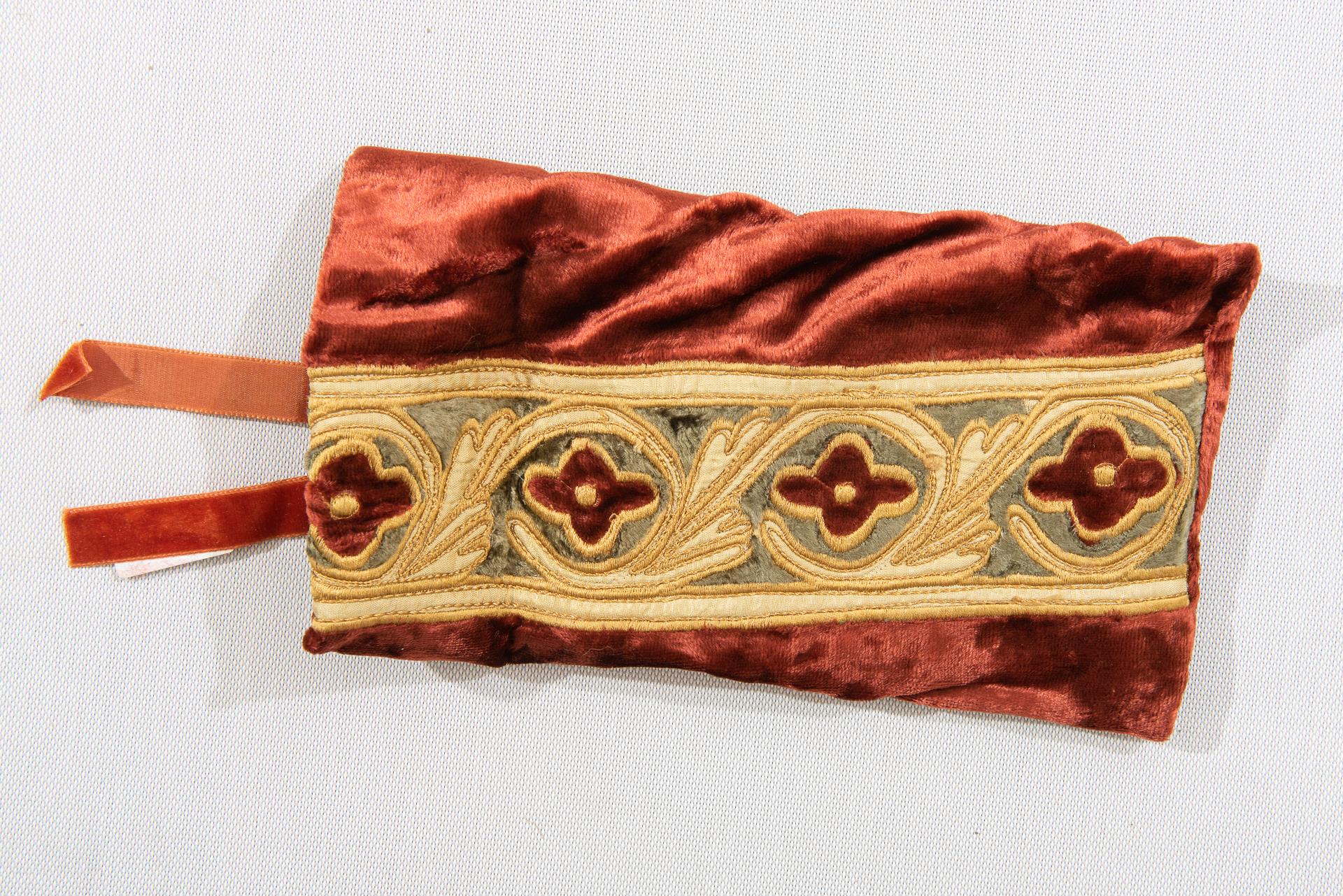 Gold Embroidered Velvet Stripe For Sale 2