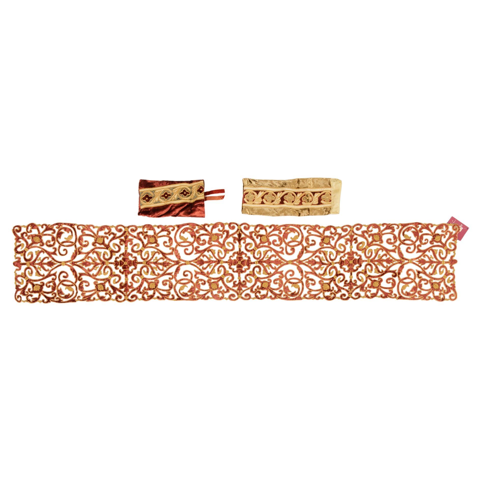 Gold Embroidered Velvet Stripe