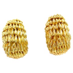 Gold Emerald and Diamond Ear Clips by David Webb