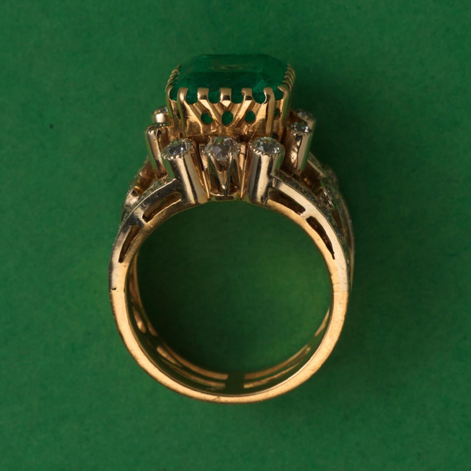 Gold, Emerald and Diamond Ring 1