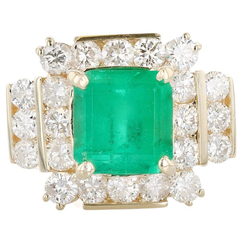 Gold, Emerald, and Diamond Ring