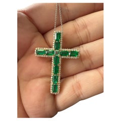 Gold Emerald and Diamonds Cross