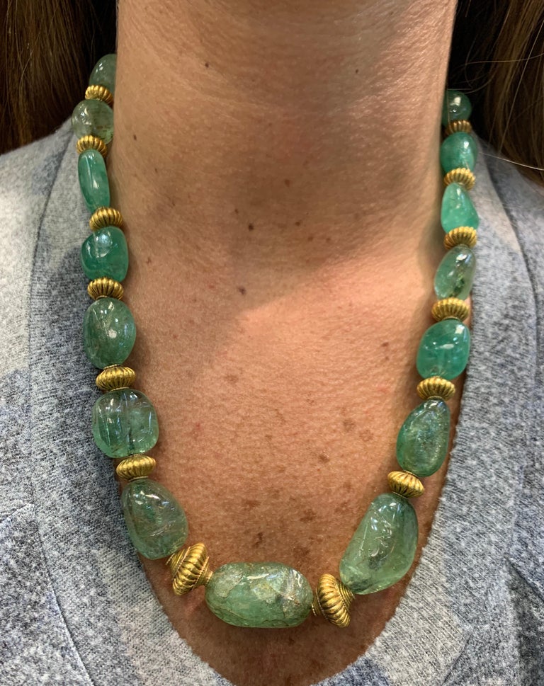Gold Emerald Bead Indian Necklace For Sale at 1stDibs emerald bead