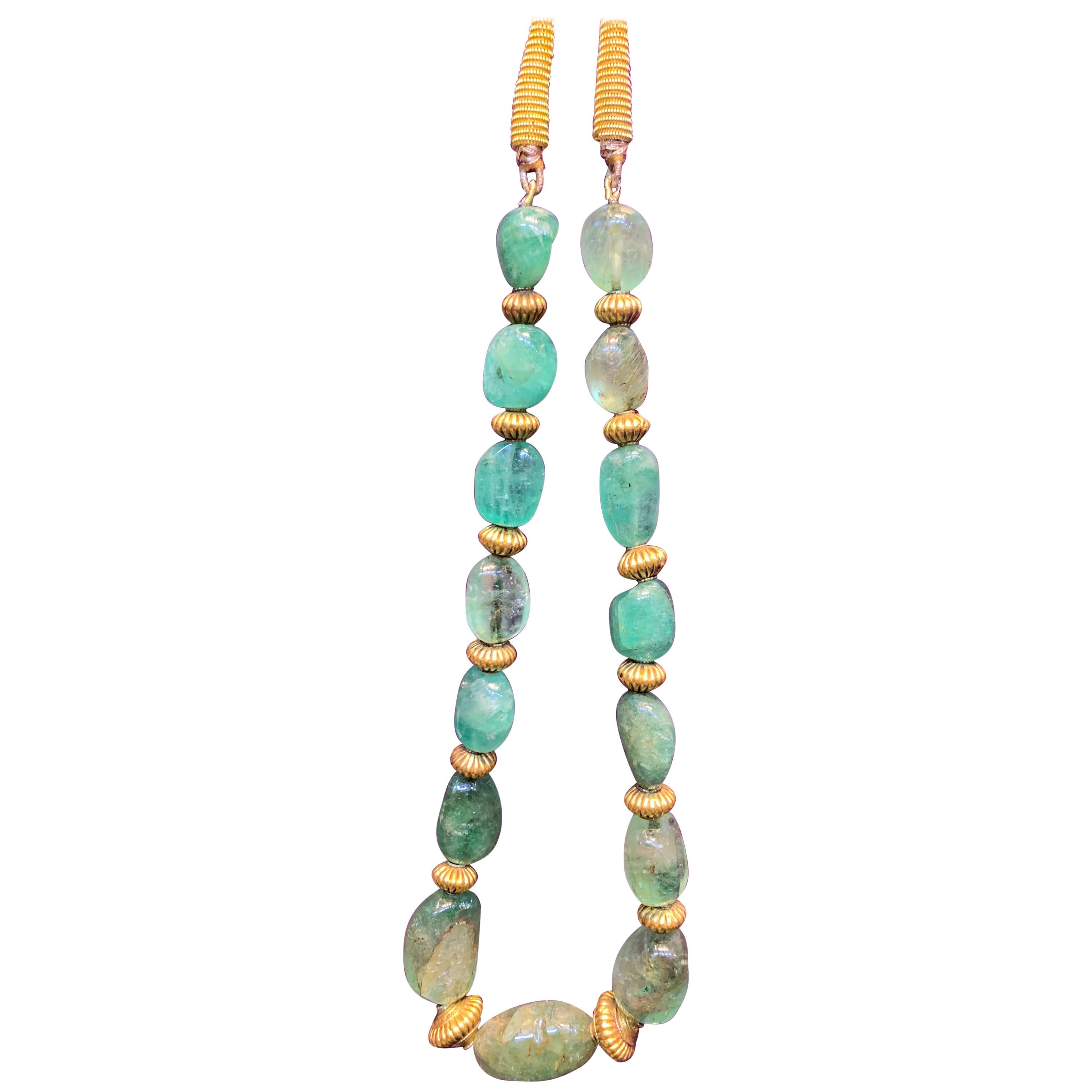 Gold Smaragd Perle indische Halskette im Angebot