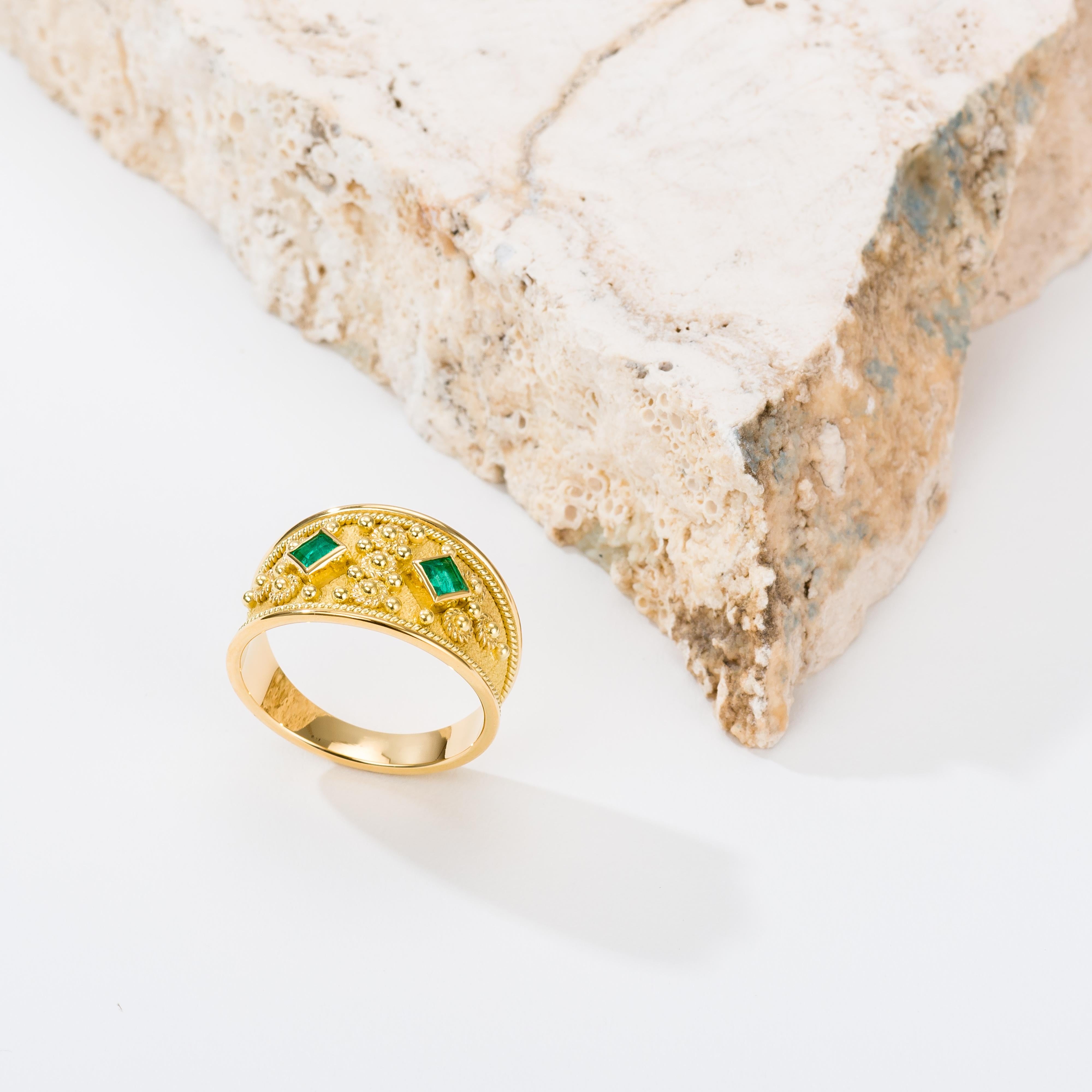 Gold Emerald Byzantine Ring For Sale 1