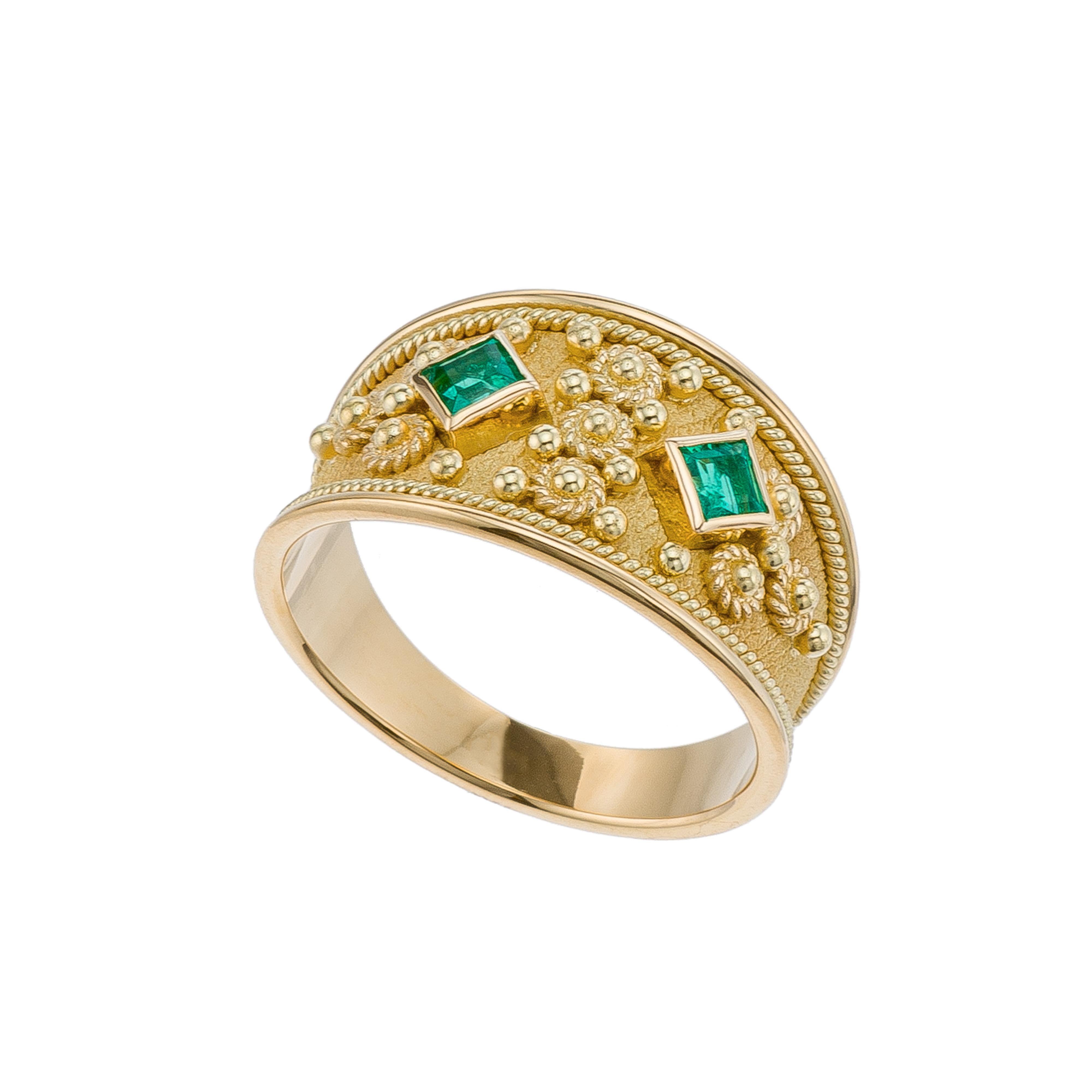 Gold Emerald Byzantine Ring For Sale 2