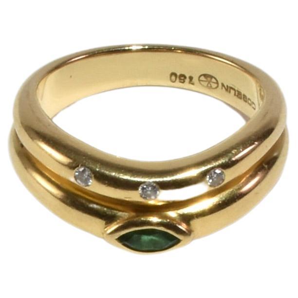 Gold Smaragd Diamant Ring im Angebot