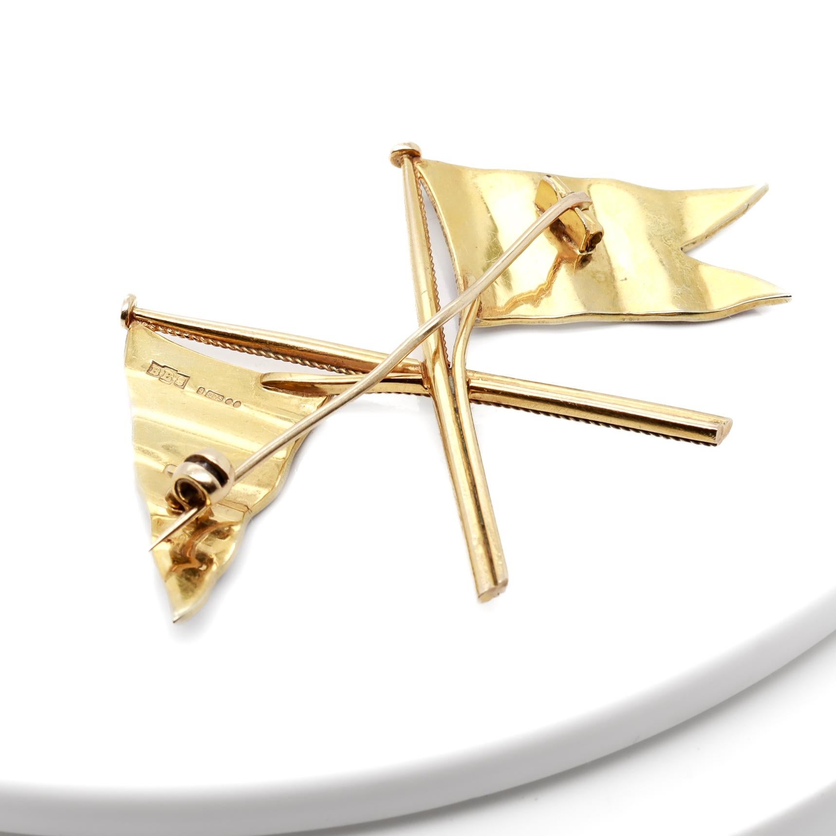 Gold & Enamel Benzie Seawanhaka Corinthian Yacht Club Burgee/Roosevelt Flag Pin For Sale 7