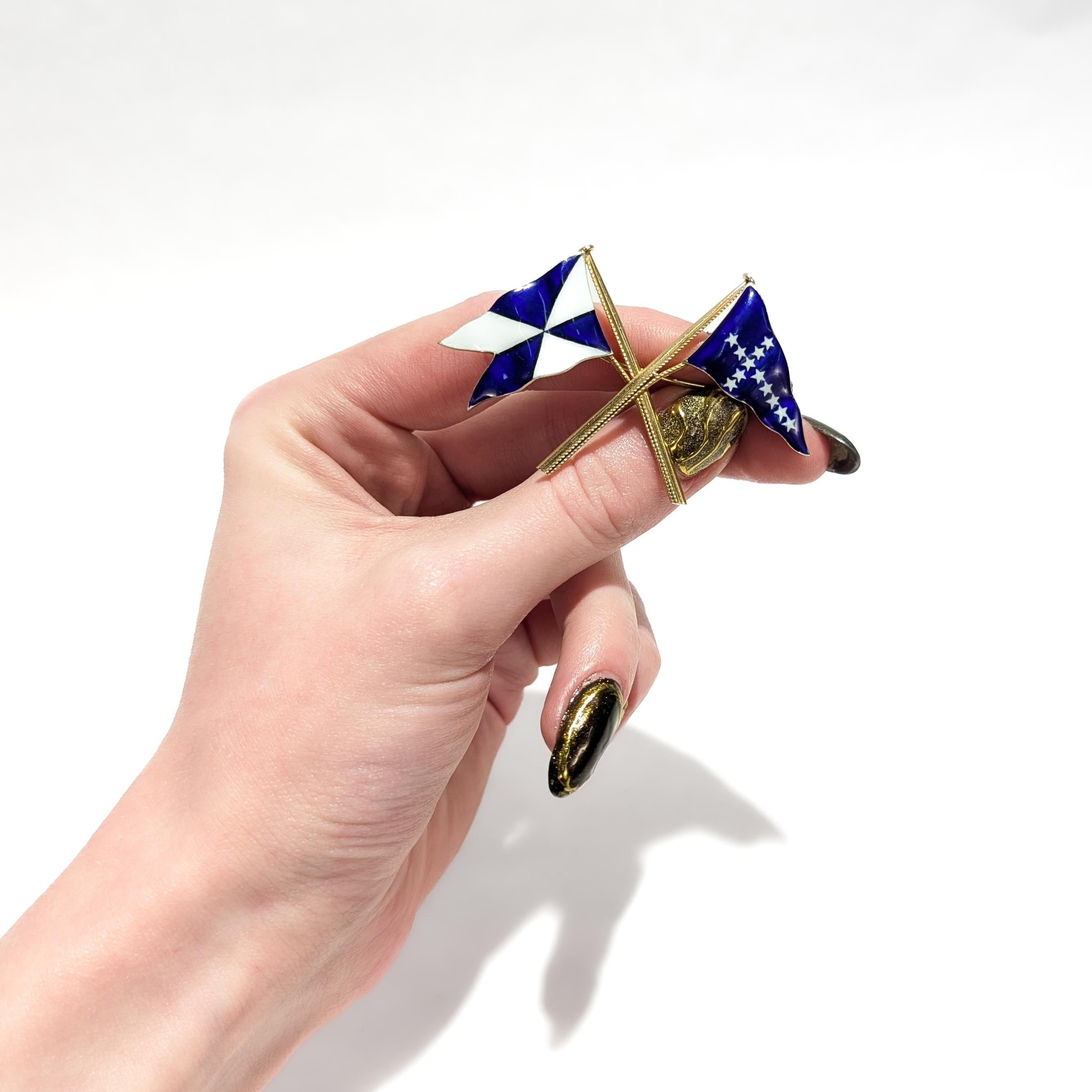 Gold & Enamel Benzie Seawanhaka Corinthian Yacht Club Burgee/Roosevelt Flag Pin For Sale 9