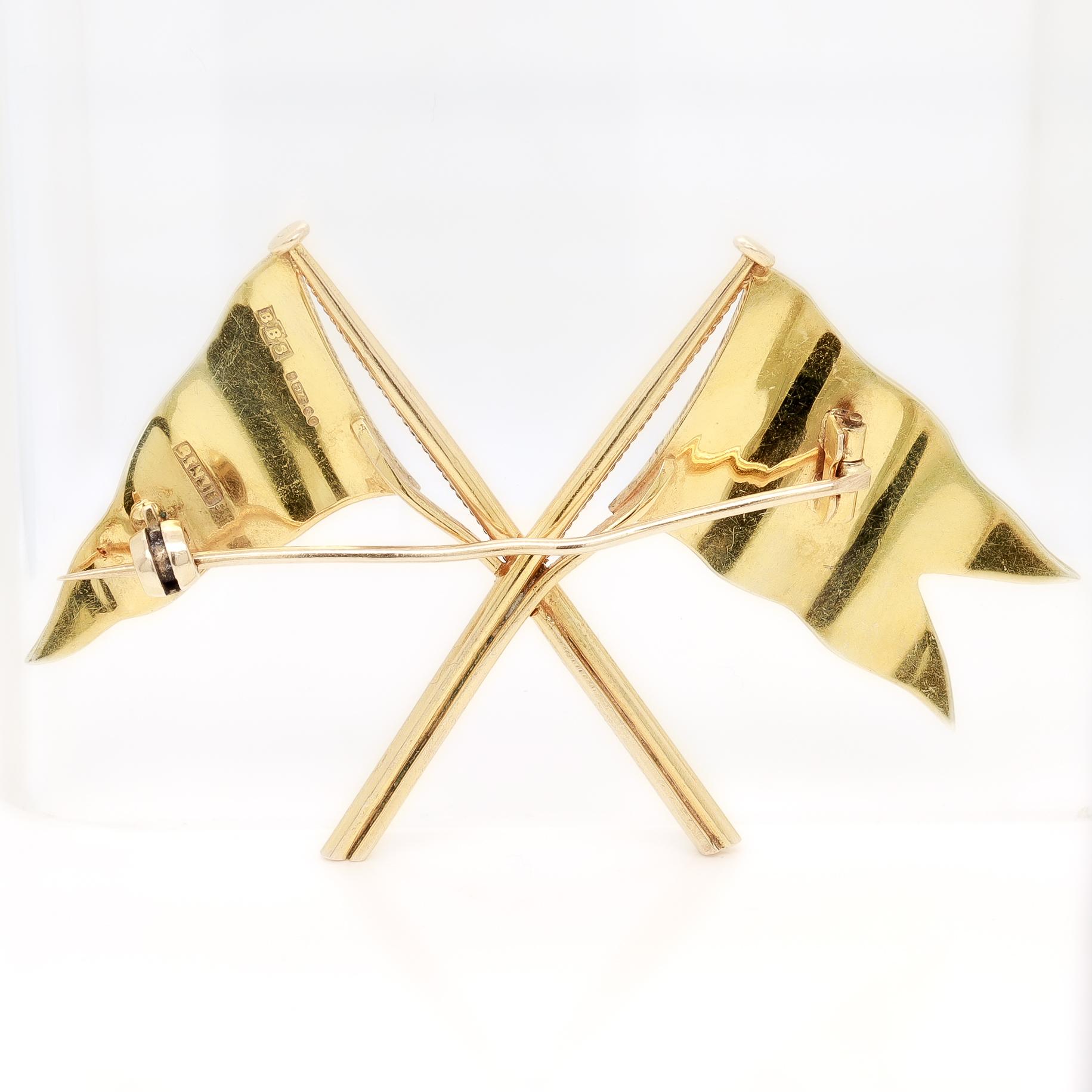 Women's or Men's Gold & Enamel Benzie Seawanhaka Corinthian Yacht Club Burgee/Roosevelt Flag Pin For Sale
