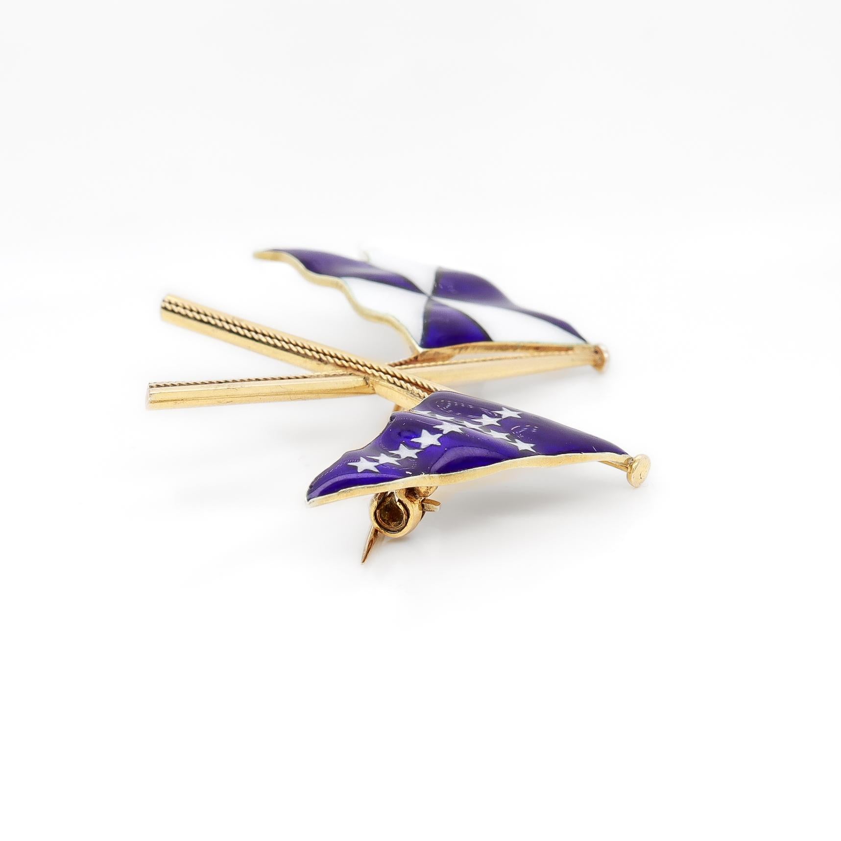 Gold & Enamel Benzie Seawanhaka Corinthian Yacht Club Burgee/Roosevelt Flag Pin For Sale 2