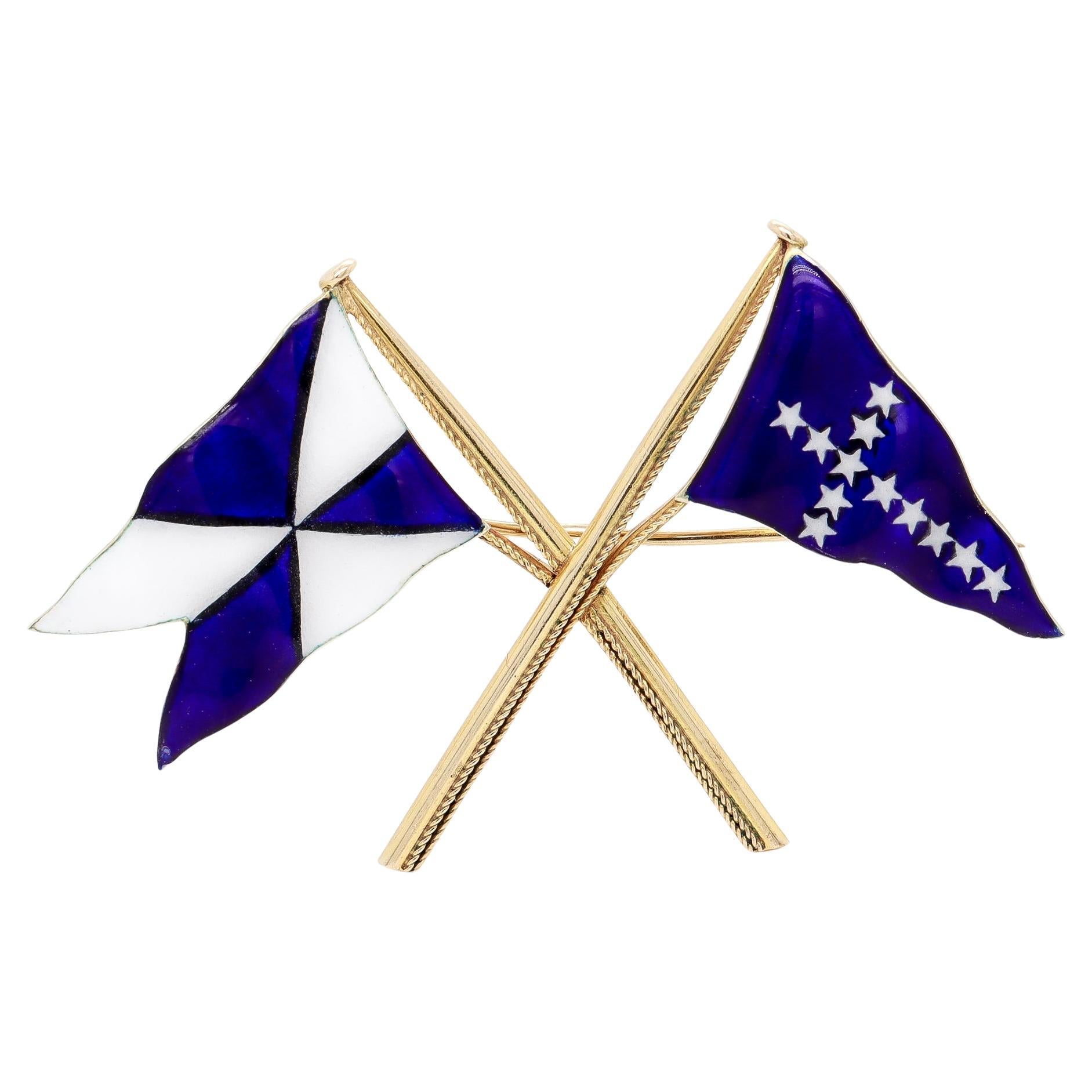 Gold & Enamel Benzie Seawanhaka Corinthian Yacht Club Burgee/Roosevelt Flag Pin