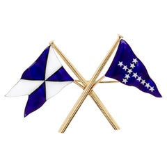 Gold & Enamel Benzie Seawanhaka Corinthian Yacht Club Burgee/Roosevelt Flag Pin