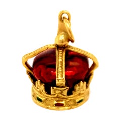 Gold Enamel Crown Charm