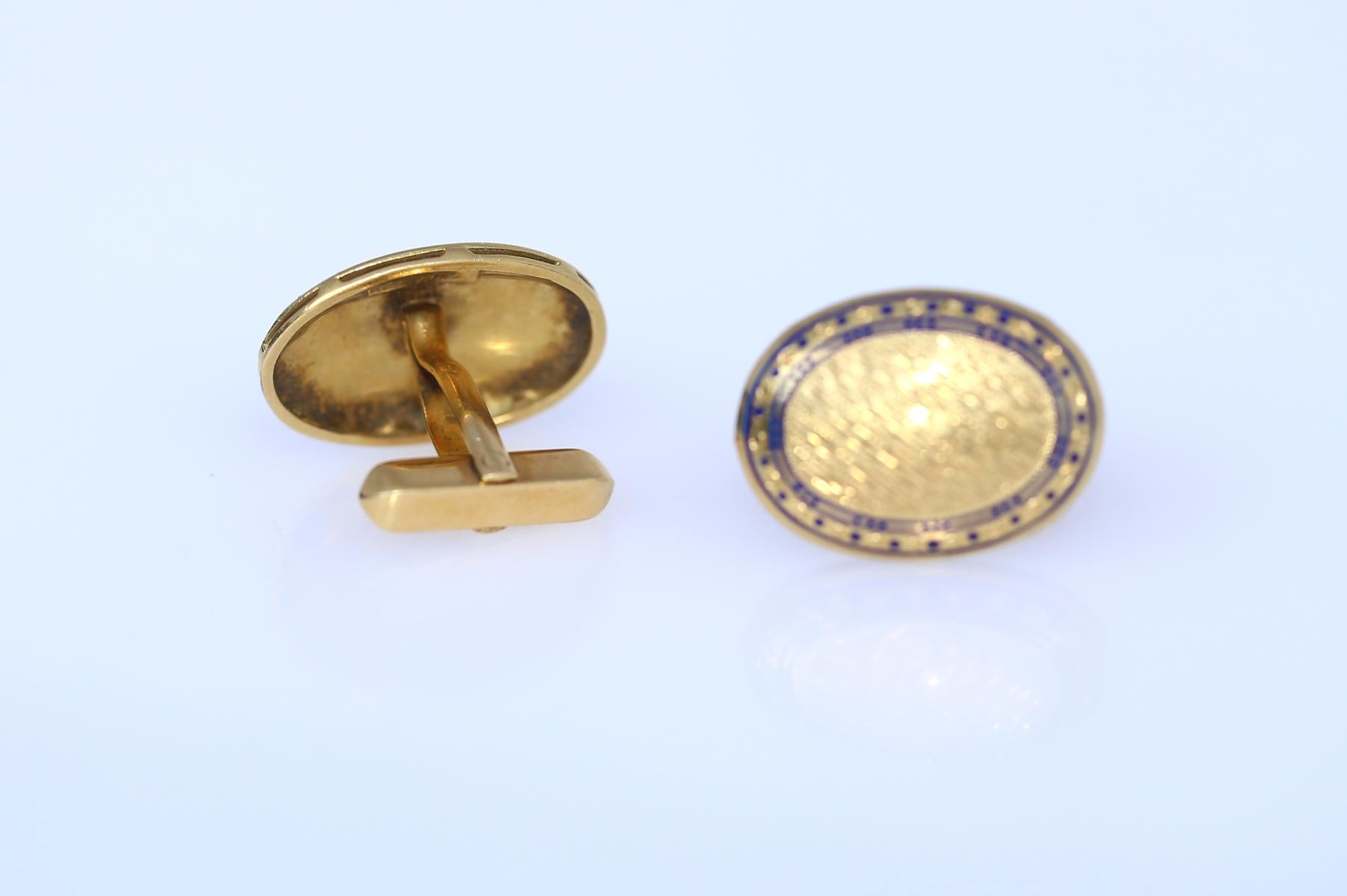Manschettenknöpfe aus Gold-Emaille, 1920 für Damen oder Herren im Angebot