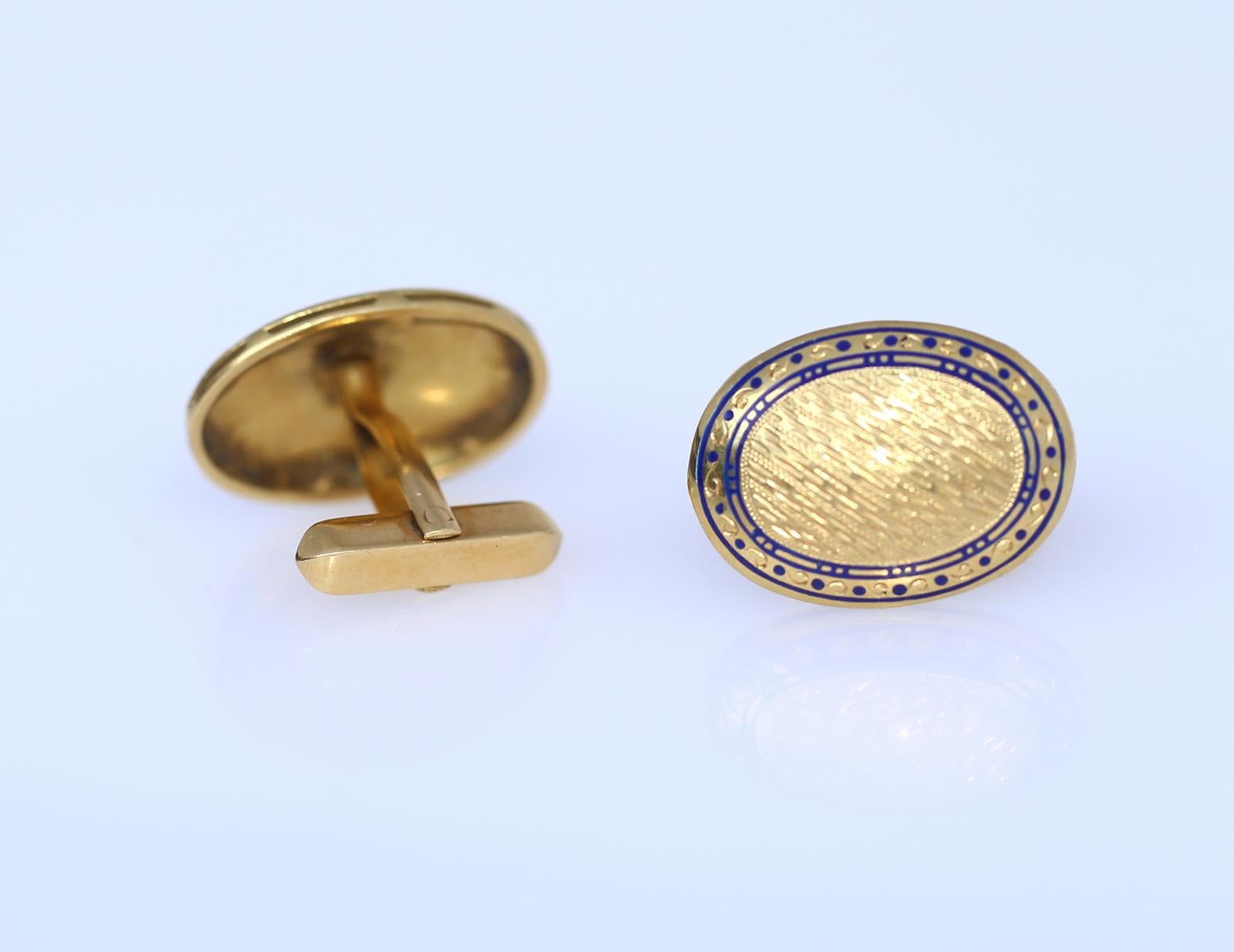 Manschettenknöpfe aus Gold-Emaille, 1920 im Angebot 1