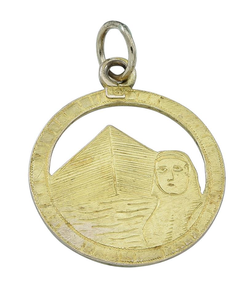 Gold and Enamel Egyptian Revival Charm In Good Condition In New York, NY