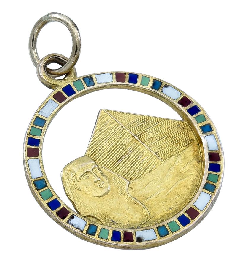 Women's or Men's Gold and Enamel Egyptian Revival Charm