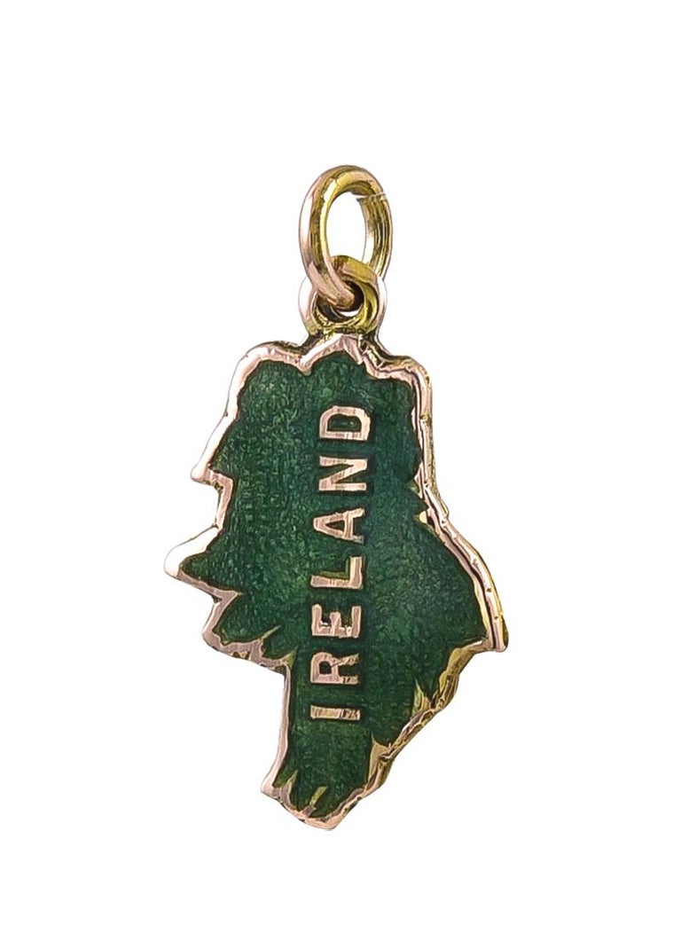 Gold and Enamel Ireland Charm at 1stDibs