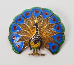 Gold-Emaille Pfau Pin-Brosche