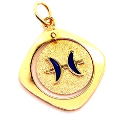 Gold and Enamel Pisces Charm