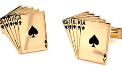 Gold and Enamel Royal Flush Cufflinks