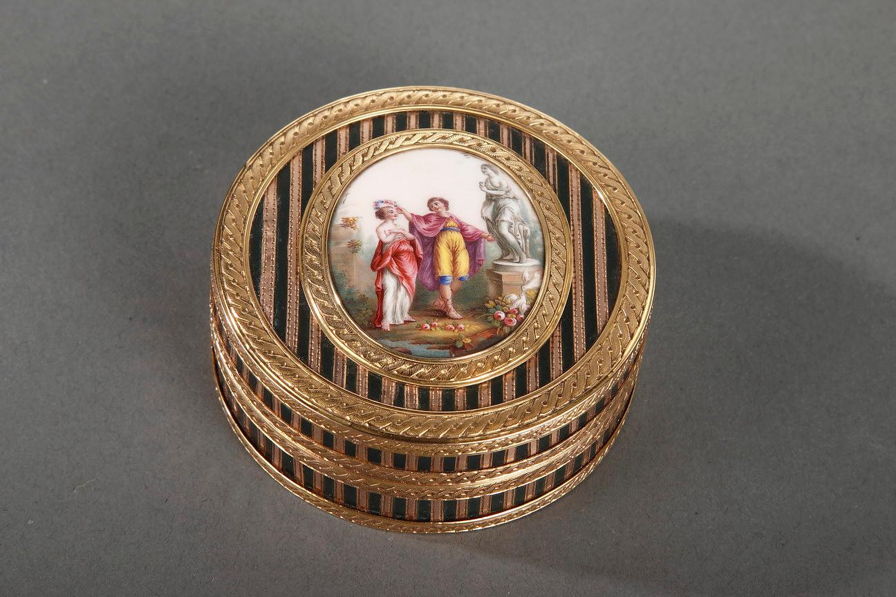 French Gold, Enamel, Tortoiseshell and Lacquer Box, Louis XV Period