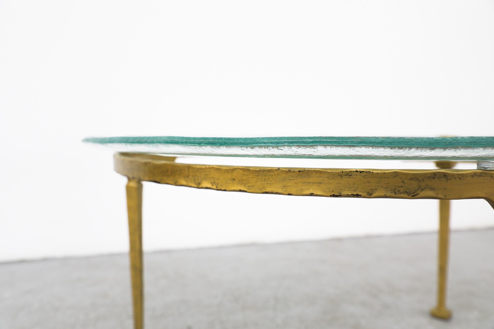 Gold Enameled Lothar Klute Brutalist Coffee Table with Molded Glass Top For Sale 6