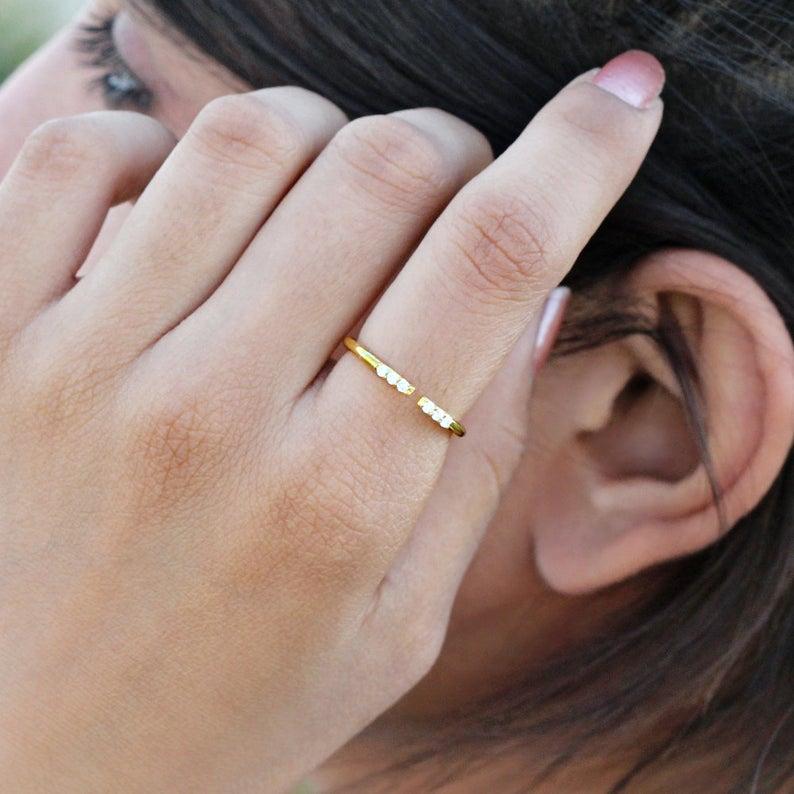 Handmade item
Materials: Gold
Gemstone: Diamond
Gem color: White
Band Color: Gold
Style: Minimalist

This Elegant 14K Gold & 18K Gold Diamond Ring is made Entirely with love. In Contemporary Style, Petite Pave Diamond Accents Frame the Elegant
