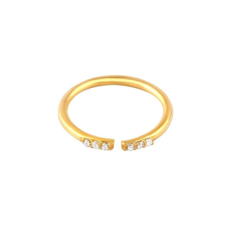 Artisan Gold Ring with Diamonds, Dainty Diamond Ring, 14 Karat/18 Karat Solid Gold Ring For Sale