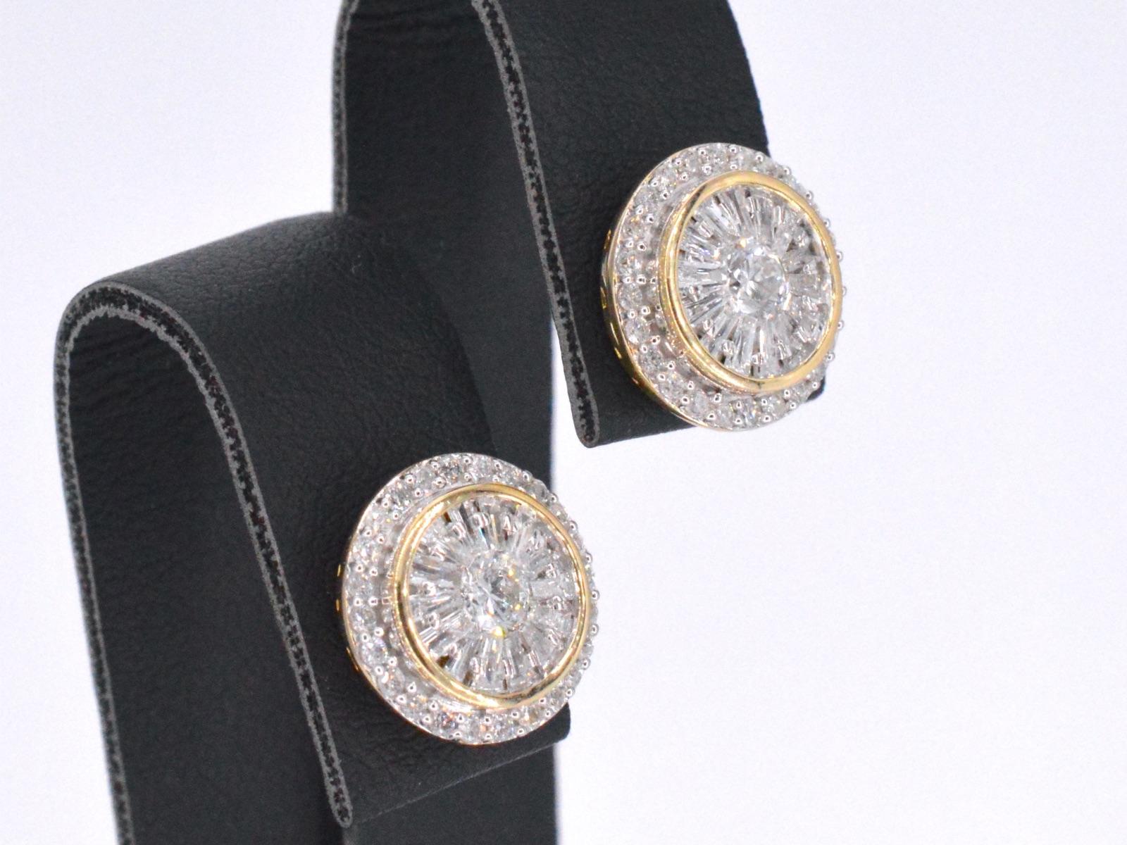 Contemporary Gold Entourage Earrings Set with 1.20 Carat For Sale