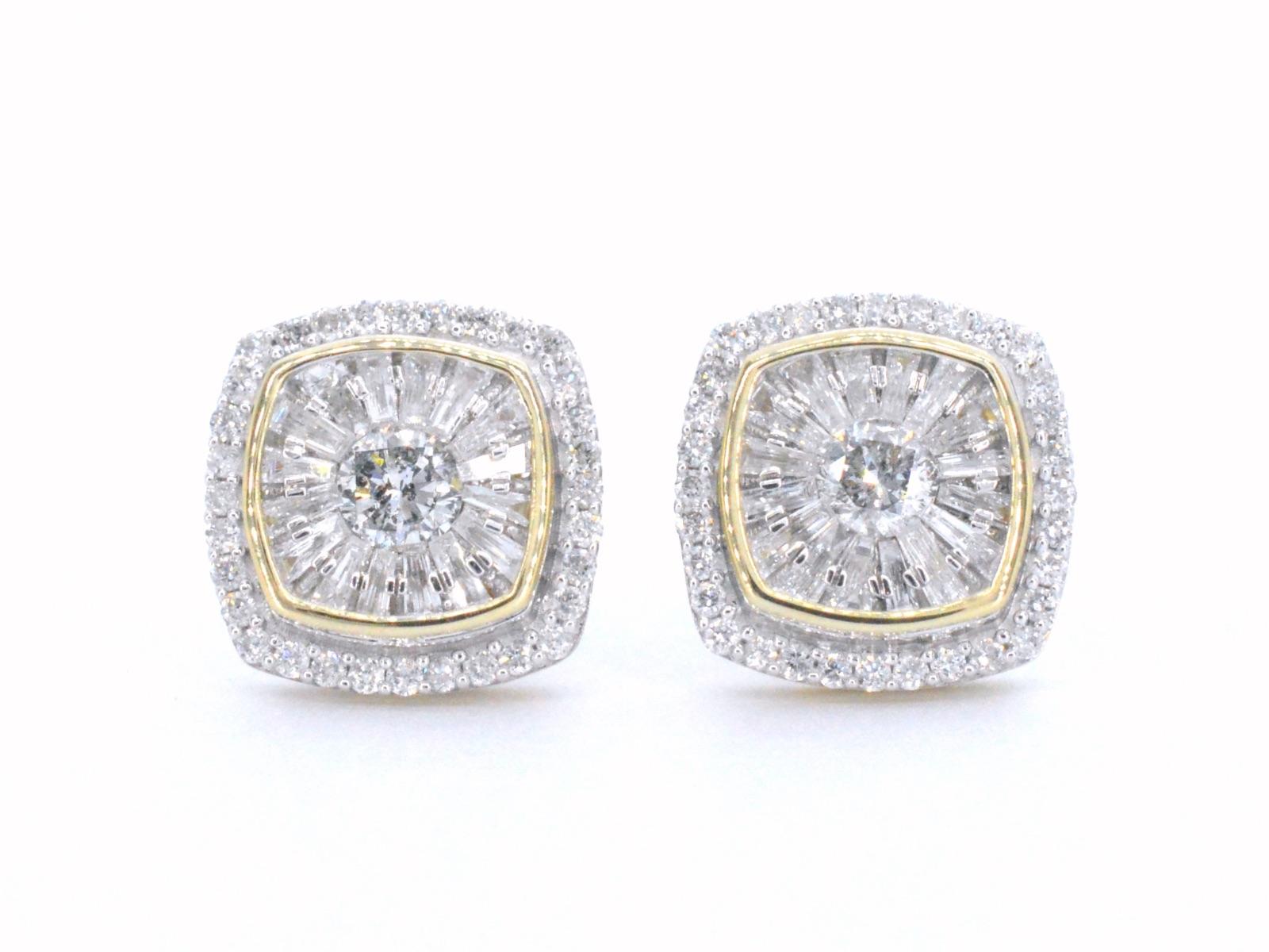 Brilliant Cut Gold Entourage Earrings Set with 1.20 Carat For Sale