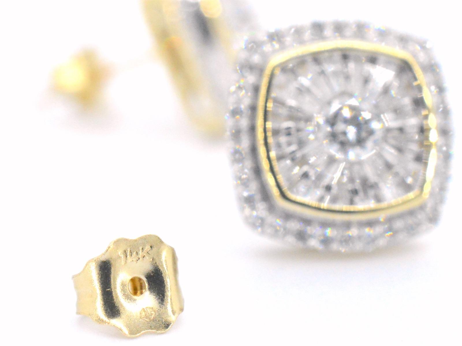 Gold Entourage Earrings Set with 1.20 Carat For Sale 1