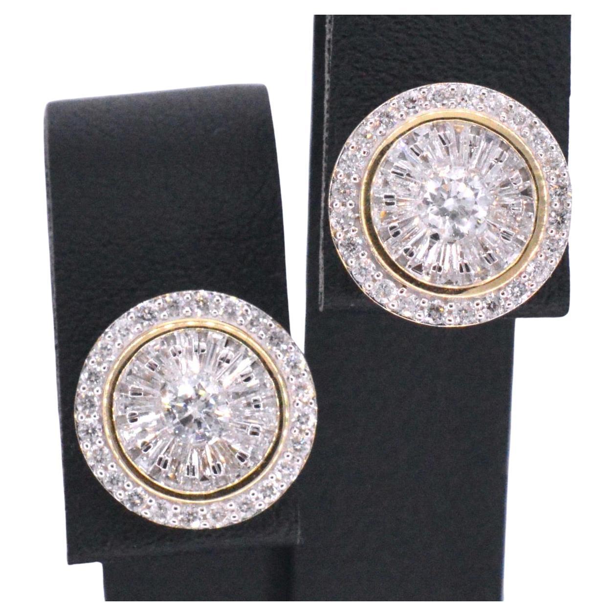 Gold Entourage Earrings Set with 1.20 Carat For Sale