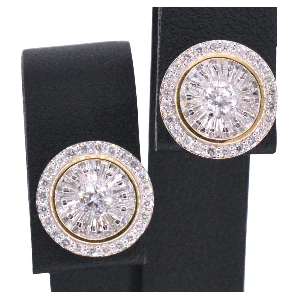 Gold Entourage Earrings Set with 1.20 Carat