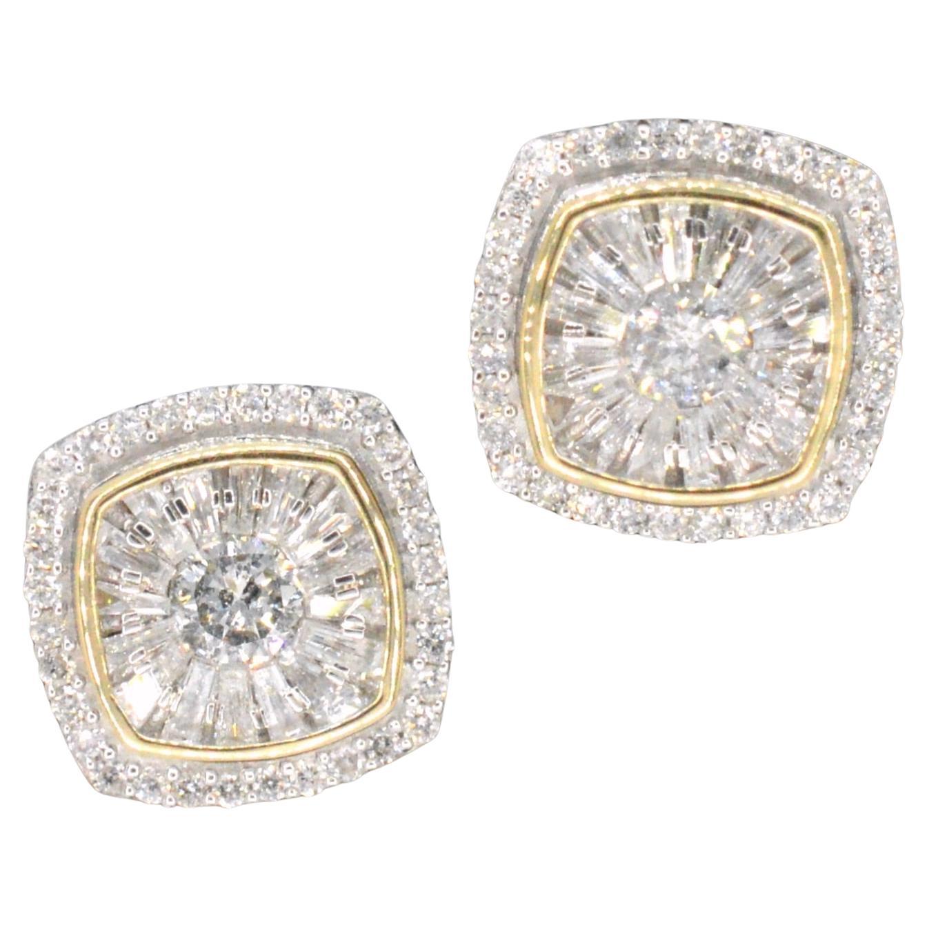 Gold Entourage Earrings Set with 1.20 Carat For Sale