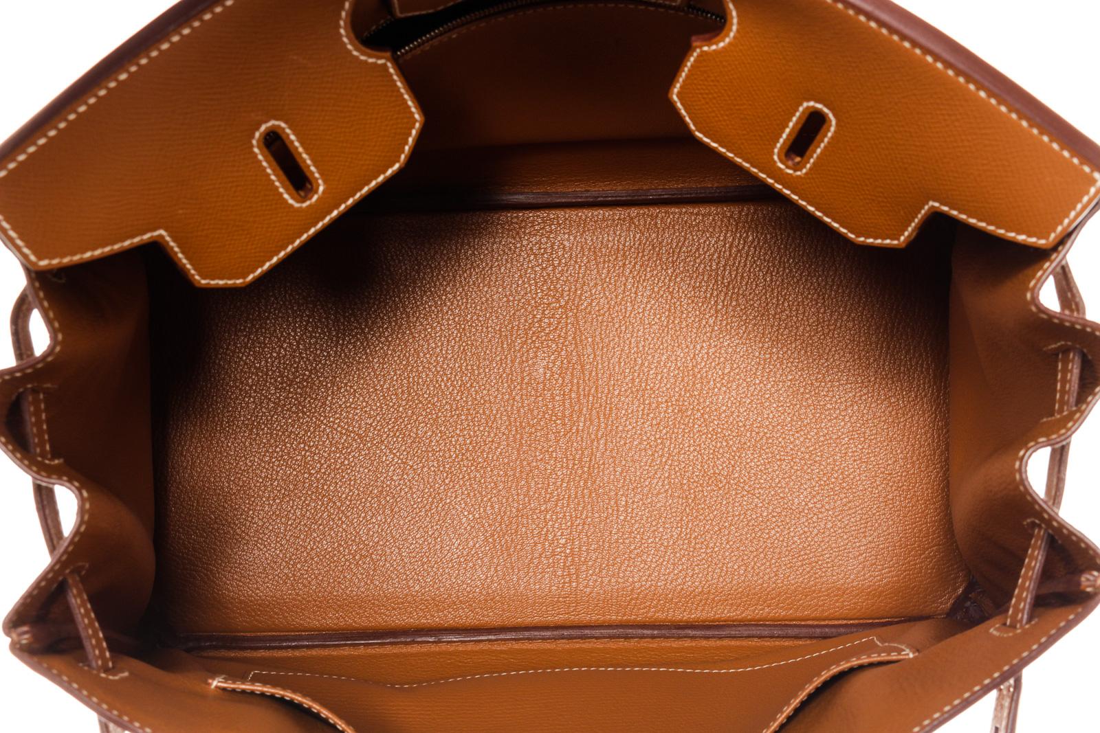 Gold Epsom leather Hermes Birkin 35 with Palladium hardware For Sale 3