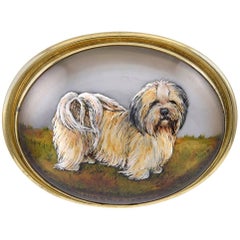 Gold Essex Crystal and Mother-of-Pearl Dog Pendant