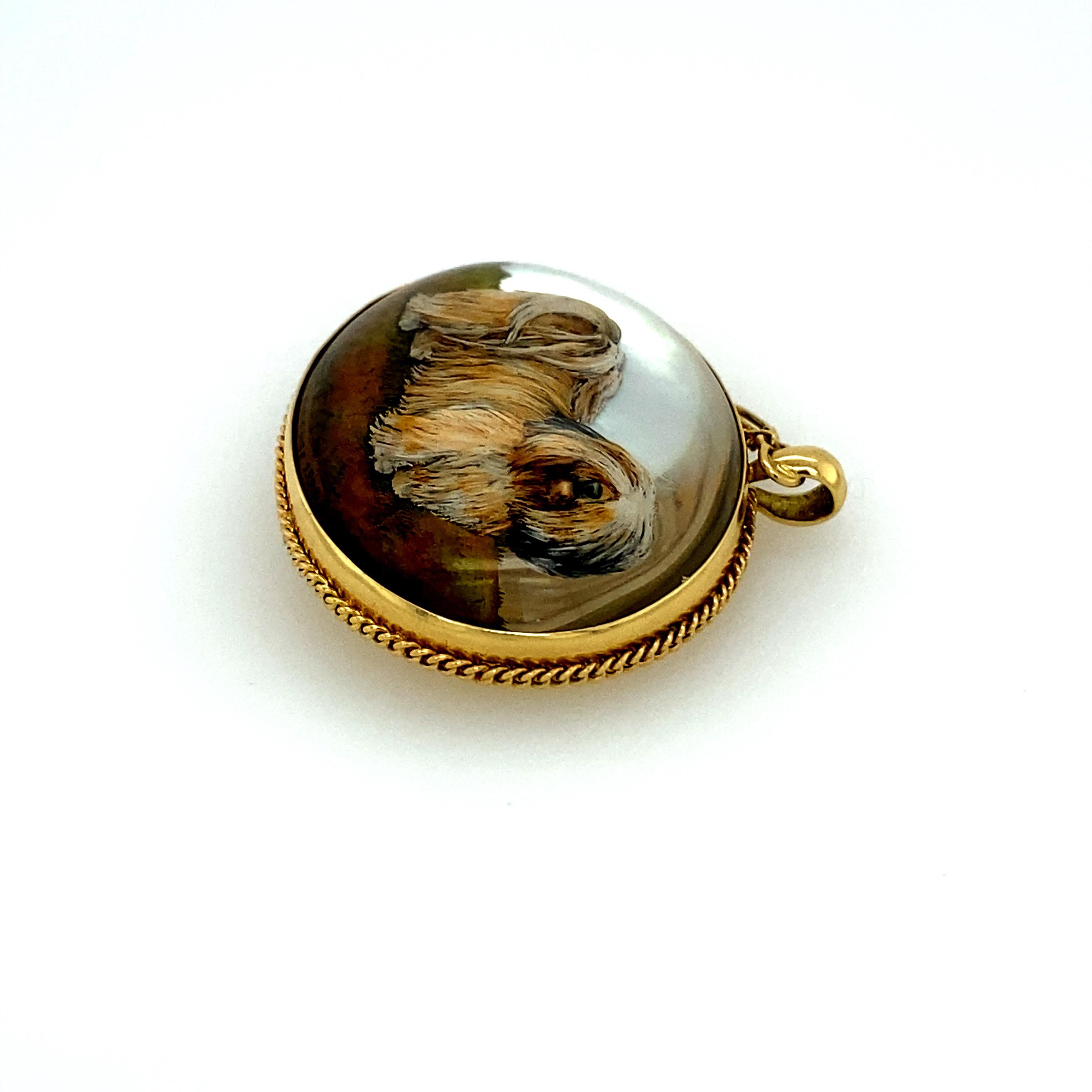 Cabochon Gold Essex Crystal Dog Pendant