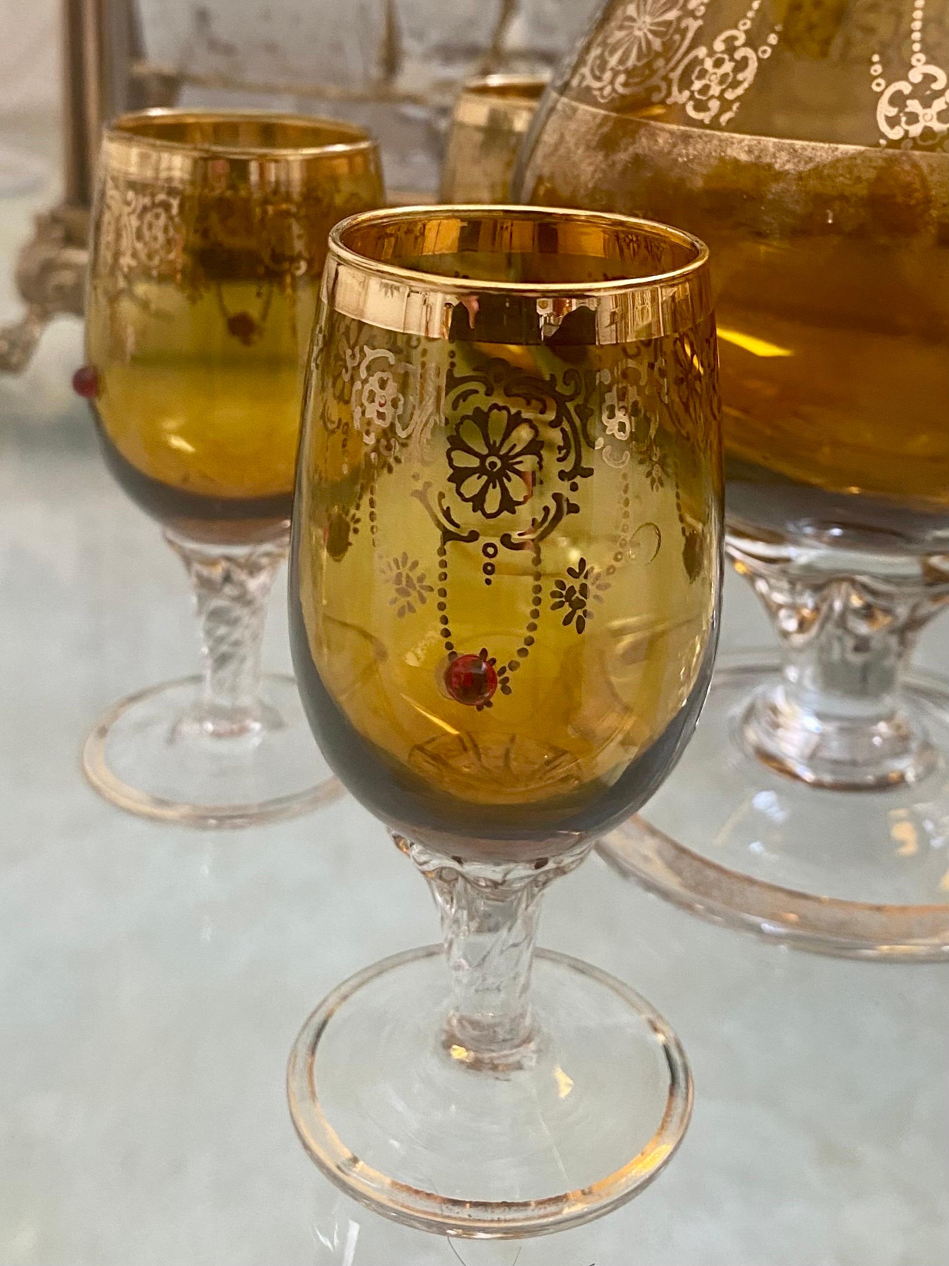 vintage murano glass decanter set