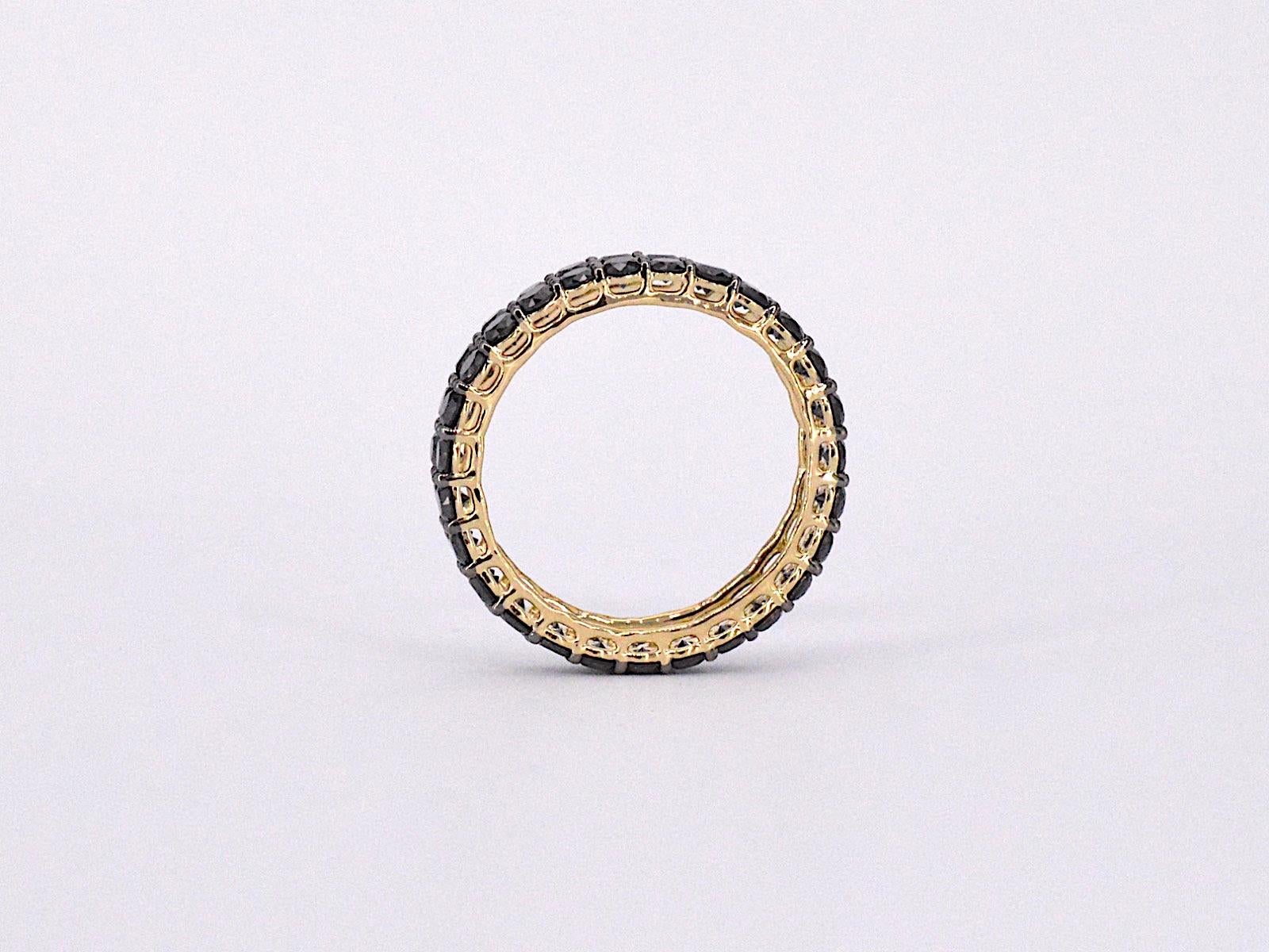 Gold Eternity Ring with Black Diamonds For Sale 1