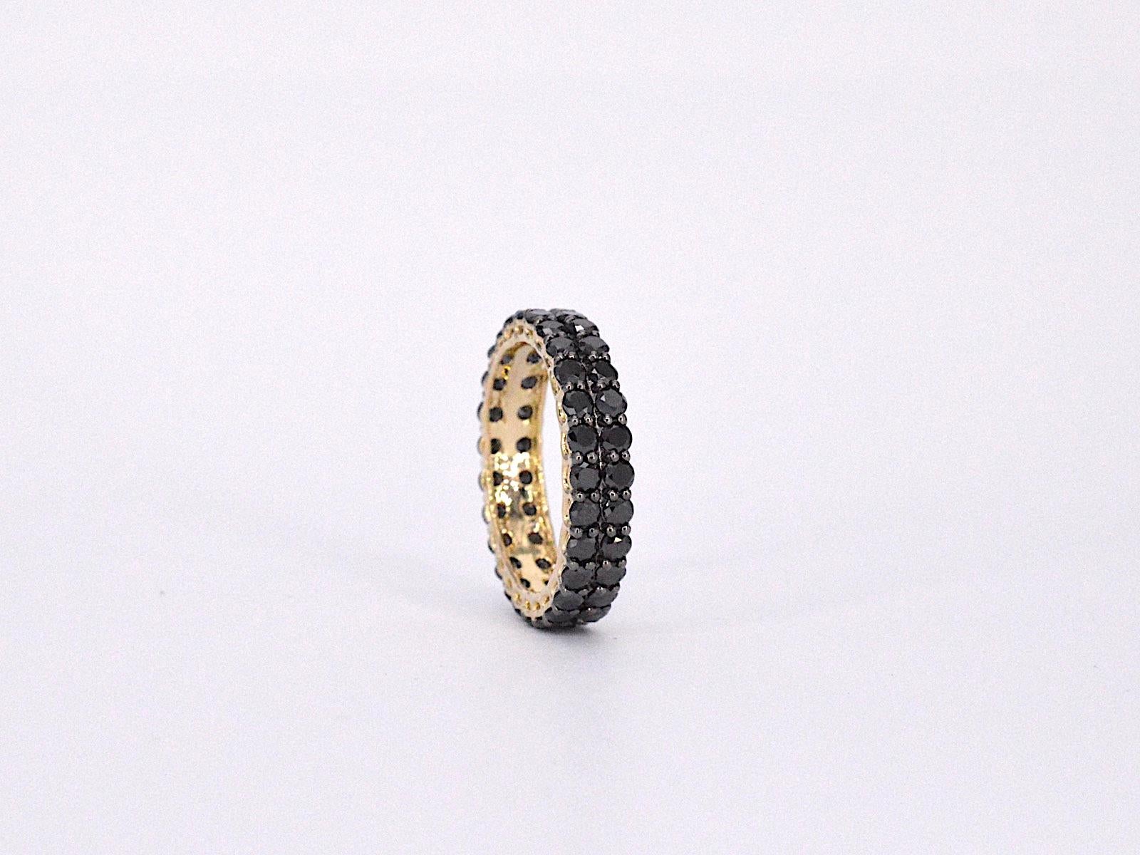 Gold Eternity Ring with Black Diamonds For Sale 2