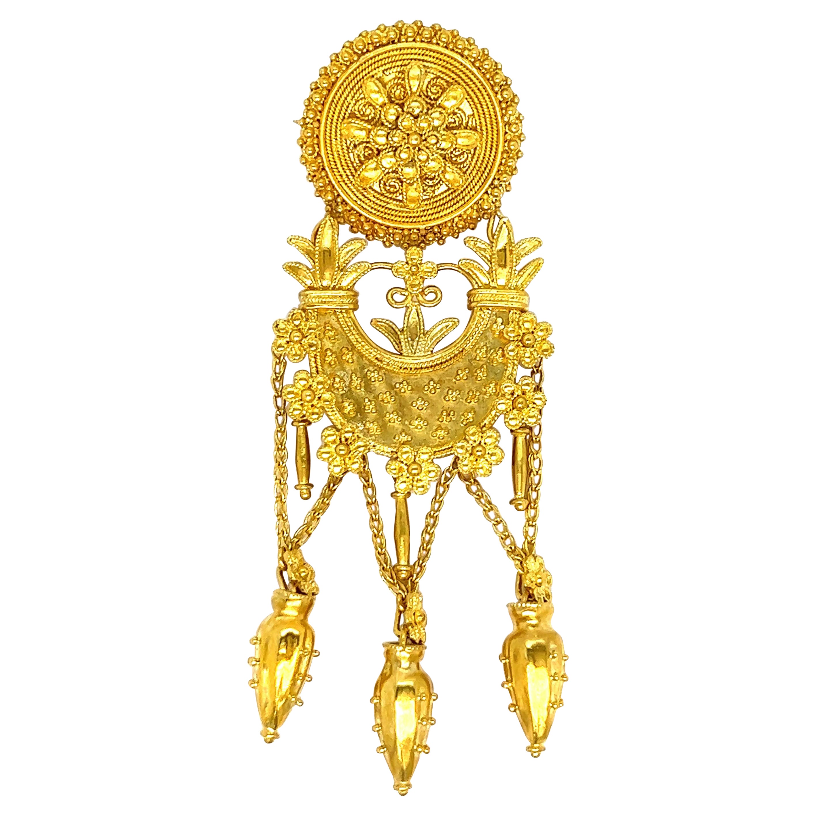 Broche colgante de oro renacimiento etrusco
