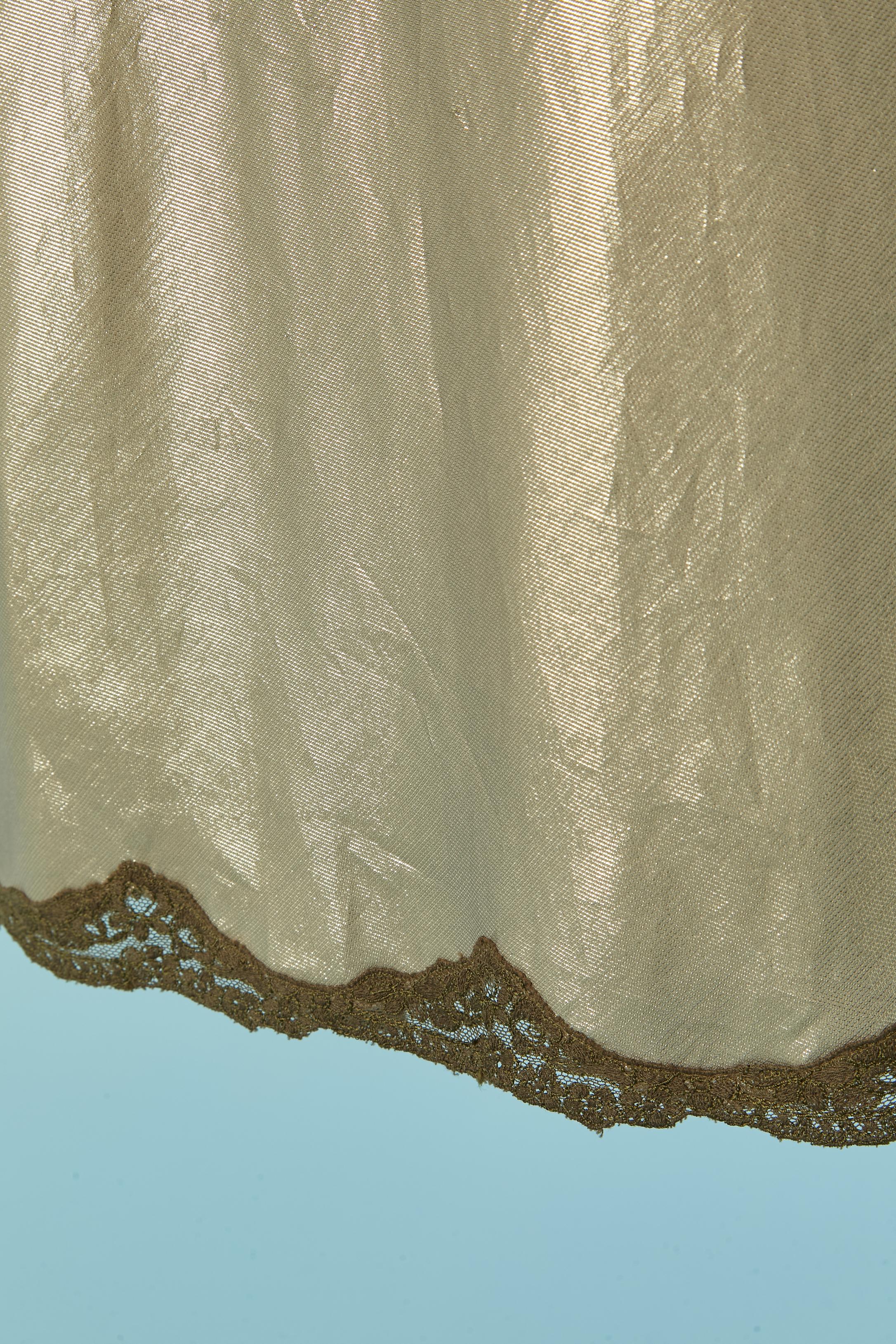 Goldfarbenes Abend-Slipkleid mit Spitzenrand LOLITA LEMPICKA (Braun) im Angebot