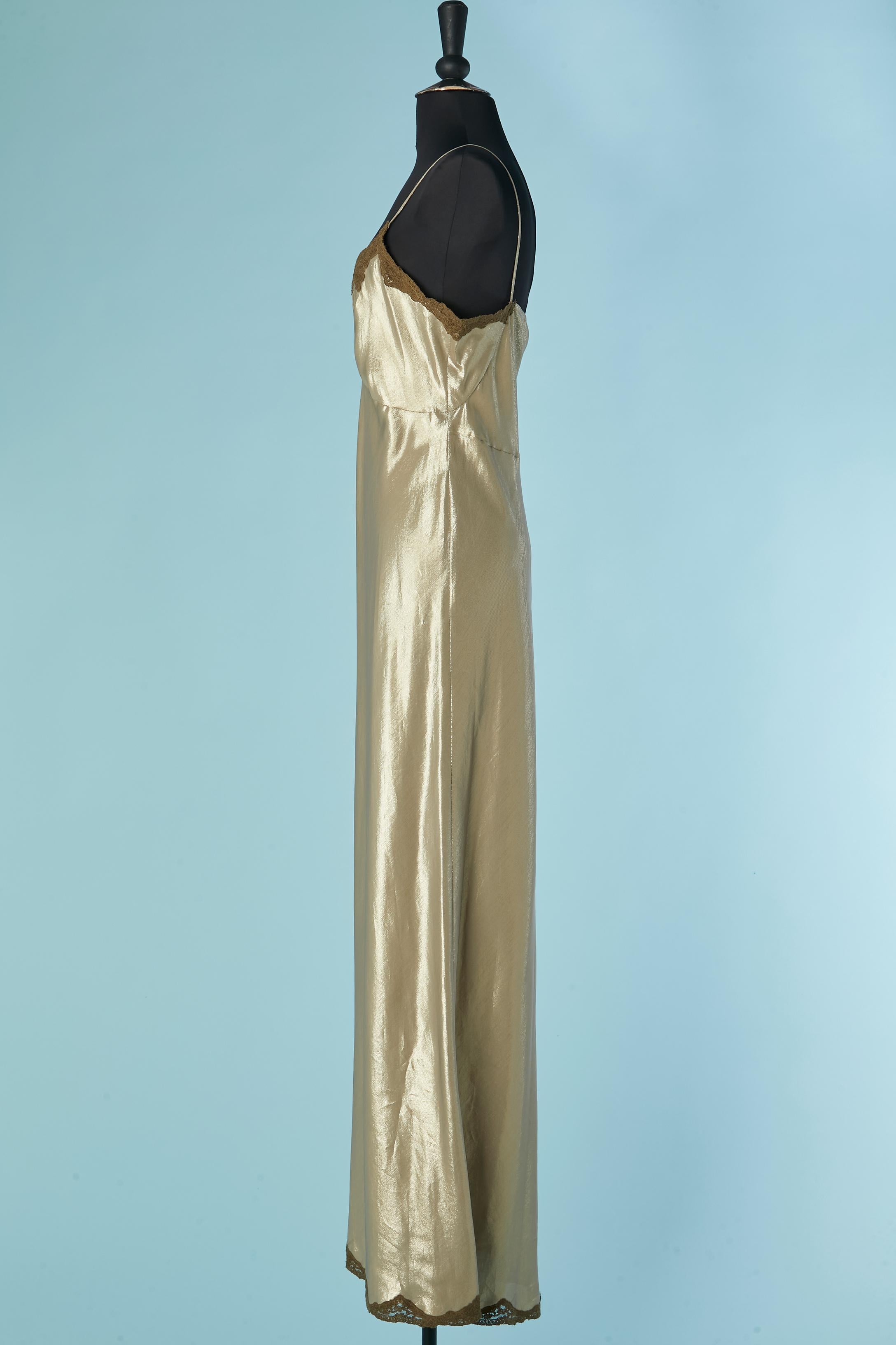 Goldfarbenes Abend-Slipkleid mit Spitzenrand LOLITA LEMPICKA im Zustand „Hervorragend“ im Angebot in Saint-Ouen-Sur-Seine, FR