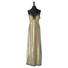 Gold evening slip dress with lace edge LOLITA LEMPICKA Gold evening slip dress with lace edge LOLITA LEMPICKA