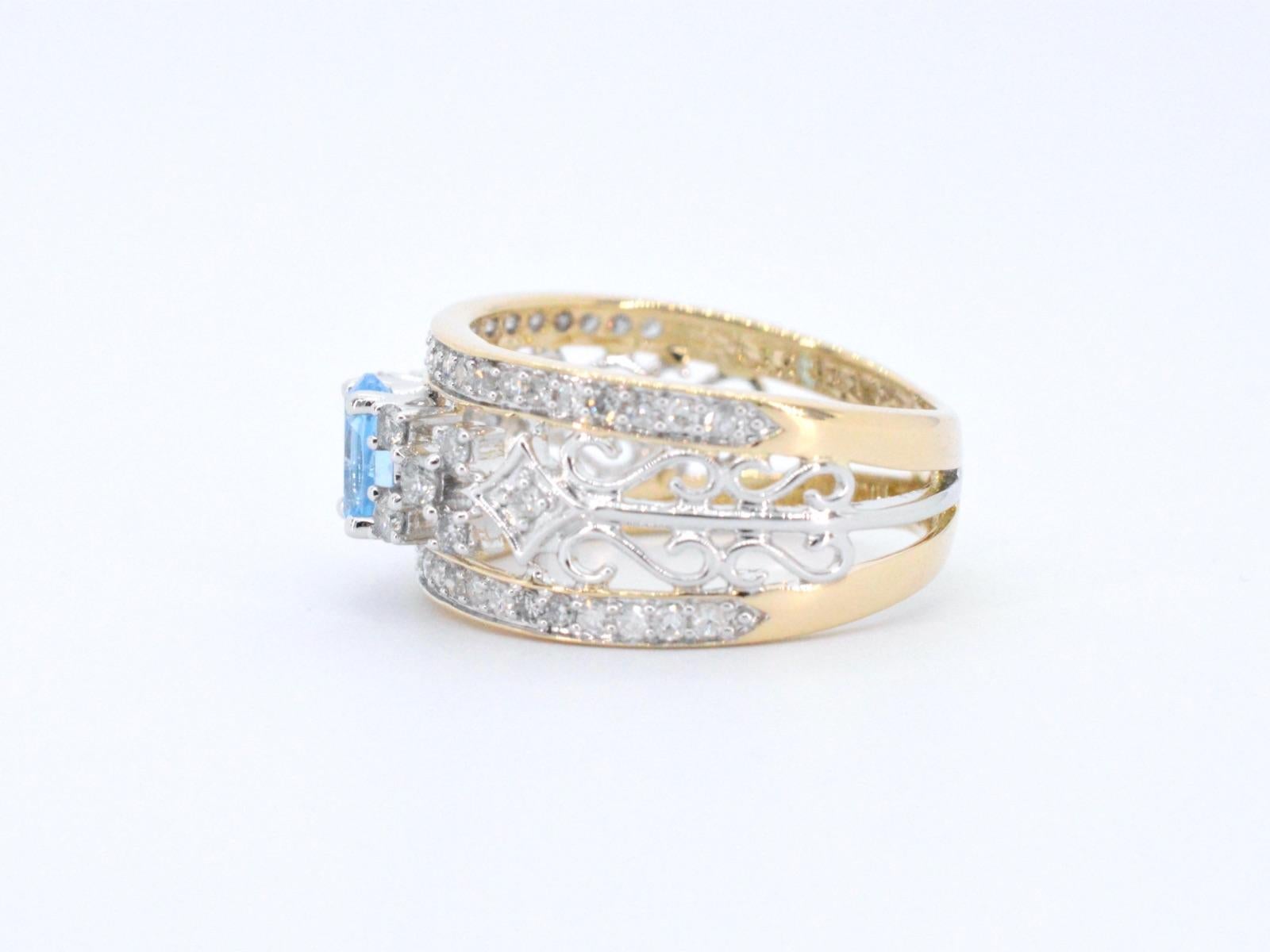 Women's Gold Exclusive Ring Full of Diamonds and a Topaz For Sale