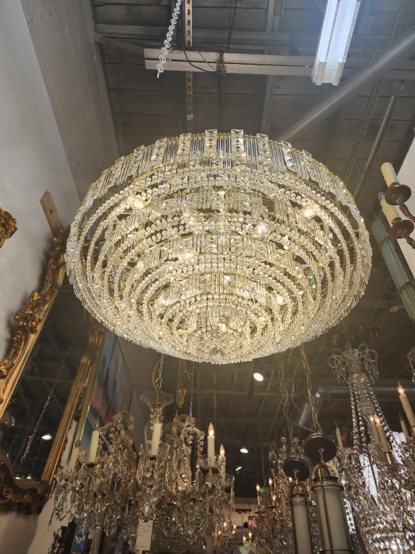 Beautiful Gold Faceted Crystal Chandelier 20th Century